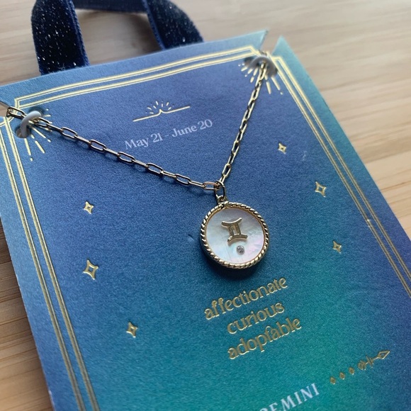 Beloved + Inspired 14K Gold Dipped Mother of Pearl Zodiac Pendant Necklace - NWT - Picture 7 of 7